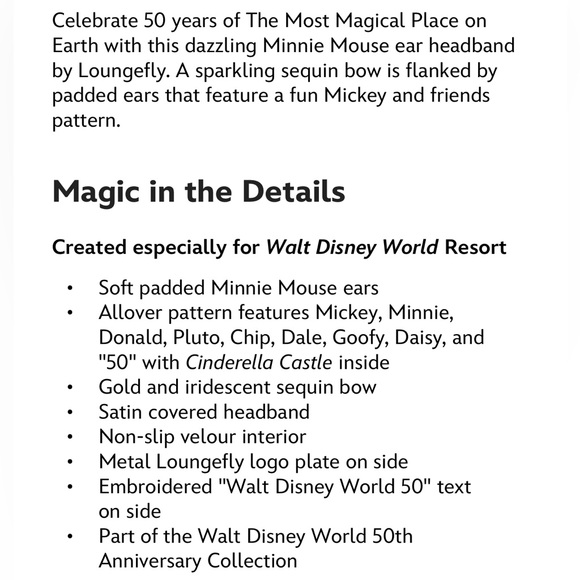 WDW 50th Anniversary Loungefly Ears - Picture 7 of 7